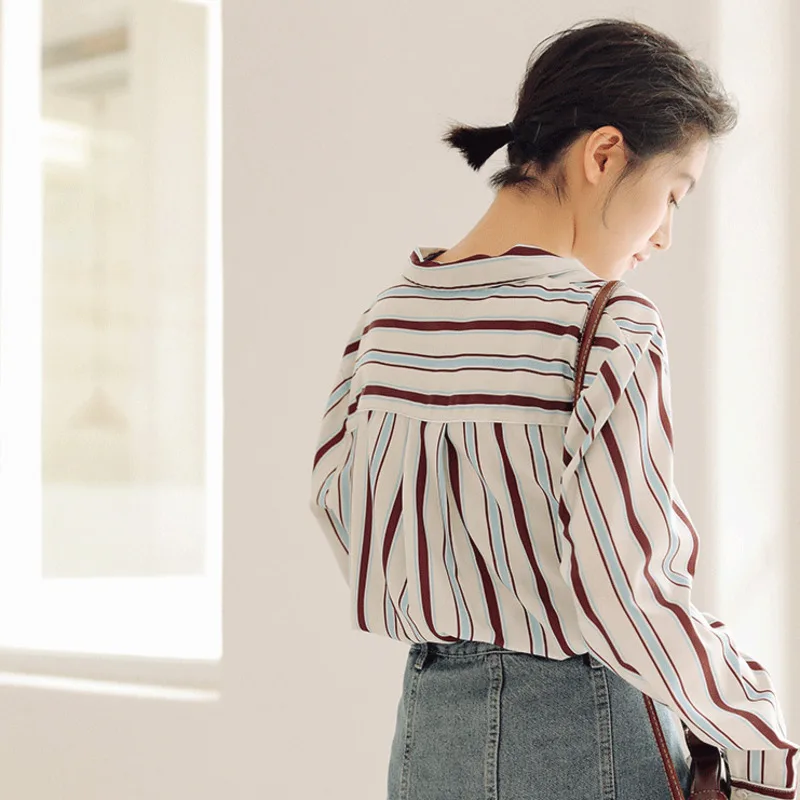 Полосатые рубашки для женщин 2020 шикарные шифоновая рубашка с длинным рукавом