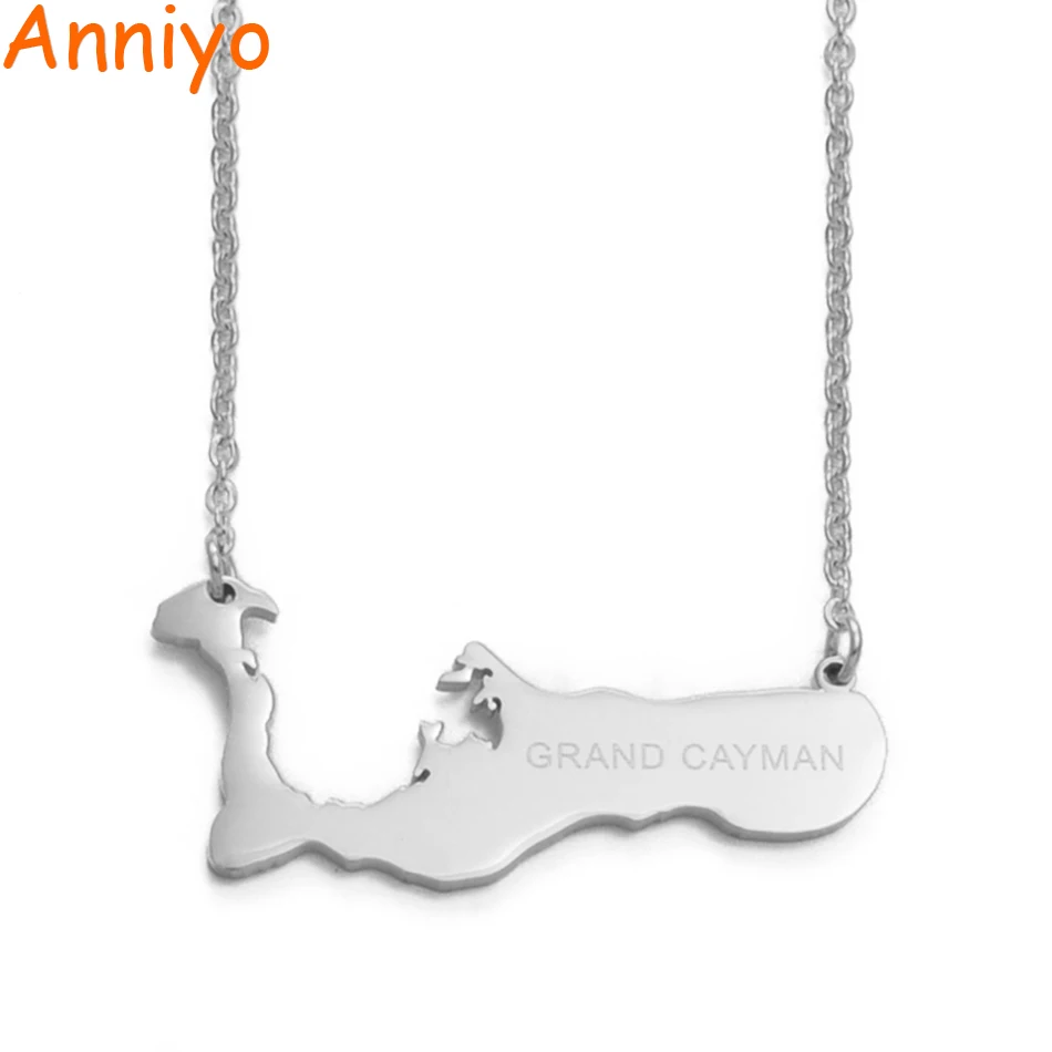 Anniyoc цепи 50 см + 5 доллар Каймановых островов для Кайман карта ожерелья женщин цвет