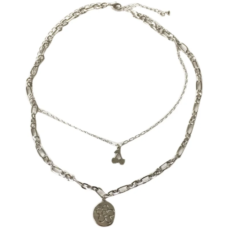 

Bilandi Modern Jewelry Double Layer Necklace 2021 New Design Silvery Plating Pendant Chain Necklace For Girl Party Gifts