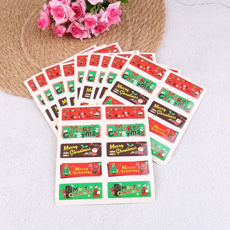 

100pcs/10sheets Merry Christmas Paper Sealing Stickers DIY Gifts Labels Candy Bag Package Tags For Xmas Party Decoration Sticker