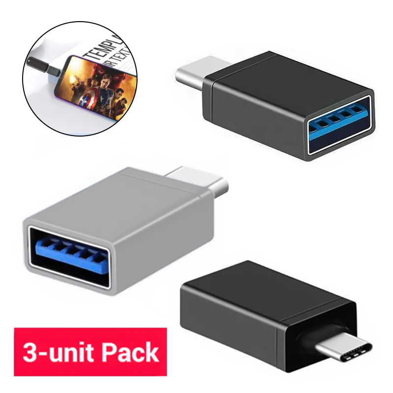 Универсальный Переходник USB/Type-C POHIKS 3 шт. прочный алюминиевый сплав для