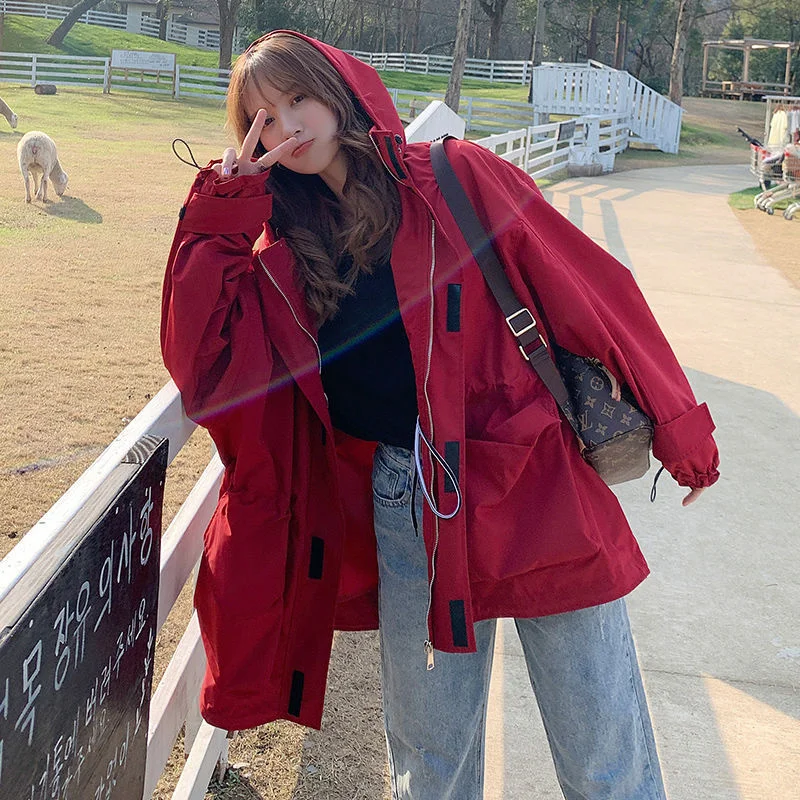 Цвет хаки ветровка Осеннее винтажное Женское пальто Тренч Женская парка куртка