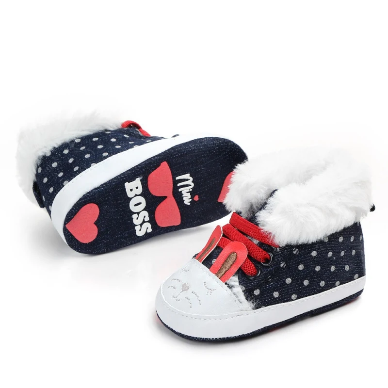 

0-12M Cute Newborn Baby Girl Boy Shoes Winter Supper Warm Boots Infant First Walker Soft Sole Anti-Slip Slipper Shoe Booty