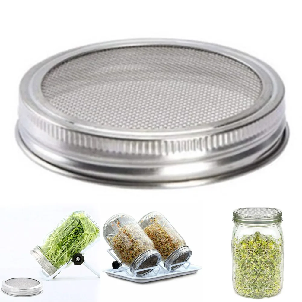 

4Pcs Stainless Steel Sprouting Lid Mesh Screen Strainers Filter Sprouter Filter Seed Germination Cover for Mason Jar