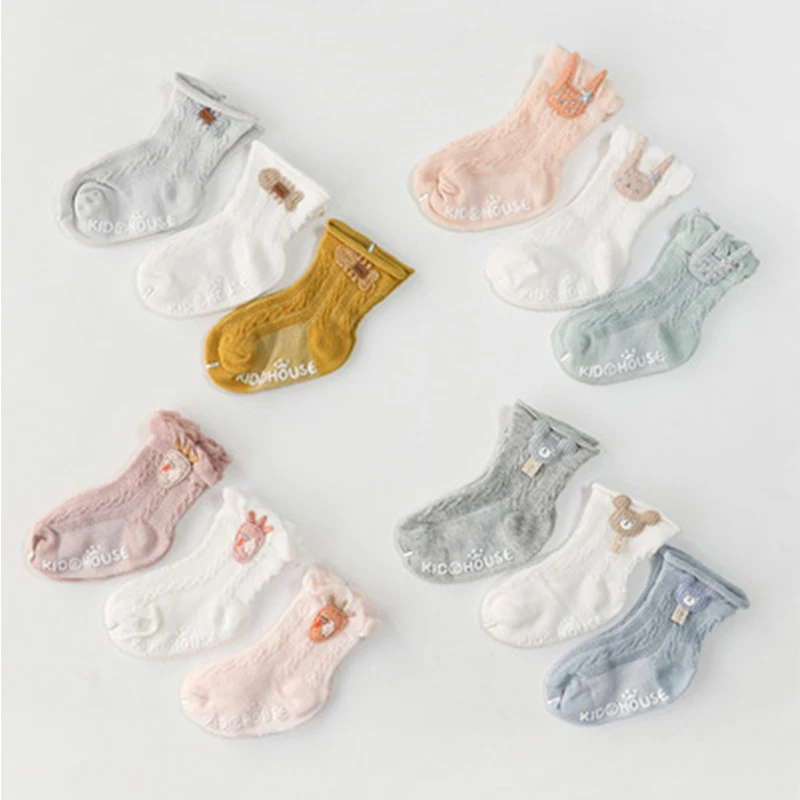 

3 Pairs/Lot Children Cotton Socks Boy Girl Baby Infant Ultrathin Fashion Breathable Solid Mesh Socks For Summer 0-3 Teens Kids