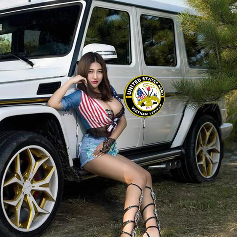 

13cm X 13cm for US Army VIETNAM VETERAN Car Stickers and Decals Bumper RV Fashion Vinyl Car Accessories Sticker Waterproof PVC