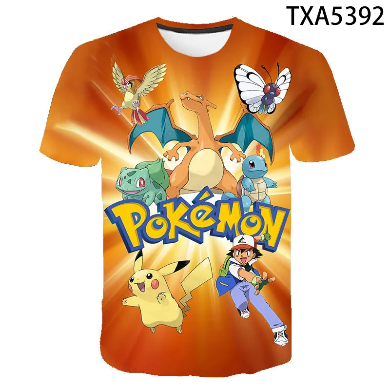 

Summer PokemonT Shirt Boy Girl Kids 3D Printed T-shirt Cool Cartoon Anime Summer Casual Tops Men Women Children Streetwear Tee