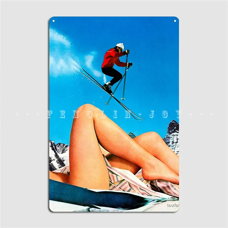 

Skiing Time Metal Sign Club Home Pub Garage Customize Plaques Tin Sign Poster
