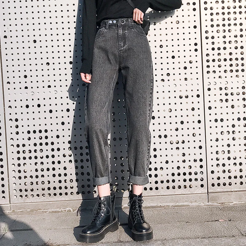 

High Waist Jean Femme Casual Loose Vintage Pants Women Black Mom Jeans Plus Size Pocket Women Jeans