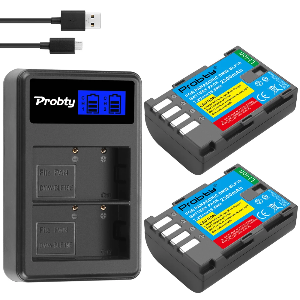 DMW-BLF19E DMW-BLF19 2300mAh Camera Battery DMW BLF19 BLF19E +LCD Dual USB Charger for Panasonic Lumix GH3 GH4 GH5 | Электроника