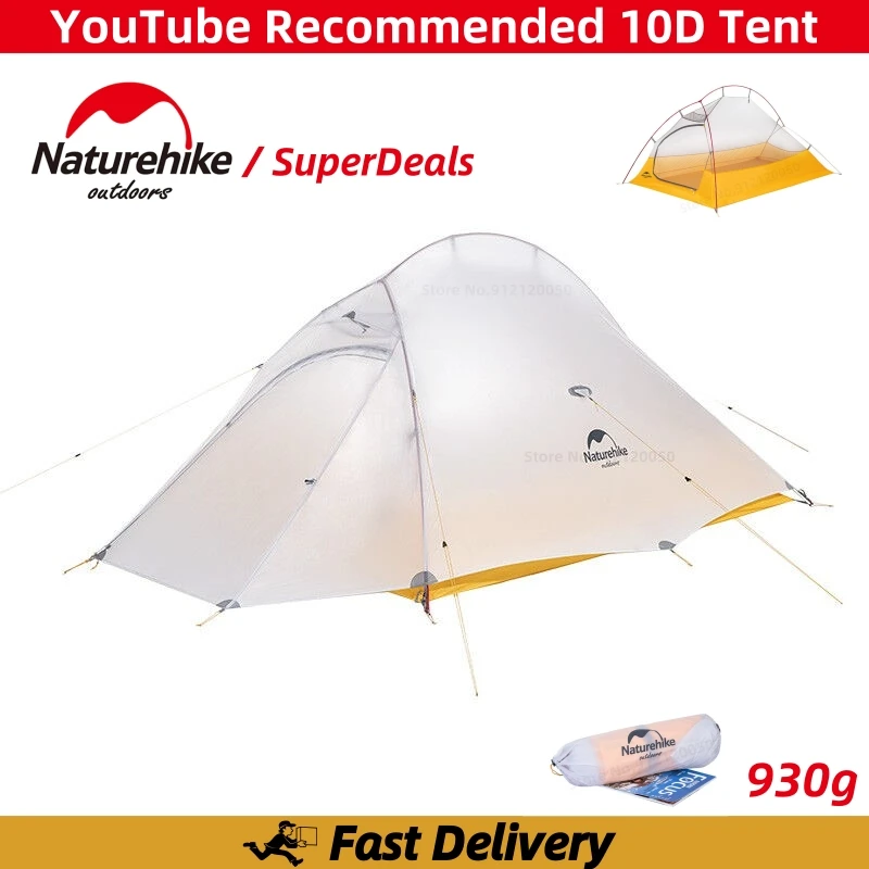 Naturehike Upgrade 10D Cloud Up 2 Camping Tent 930g Ultralight 10D Nylon Waterproof Outdoor Hiking Tourist Nature hike 10D Tent