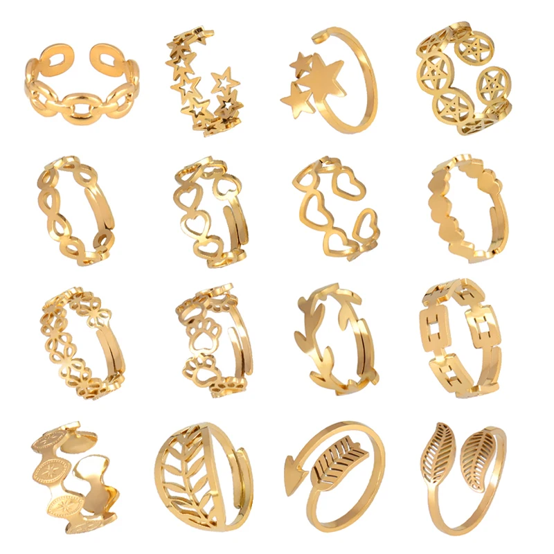 

Punk Stainless Steel Rings Women Geometric Ring Rings Opening Rings For Women Chain Ring Women's Rings Stainless Jewelry Gifts