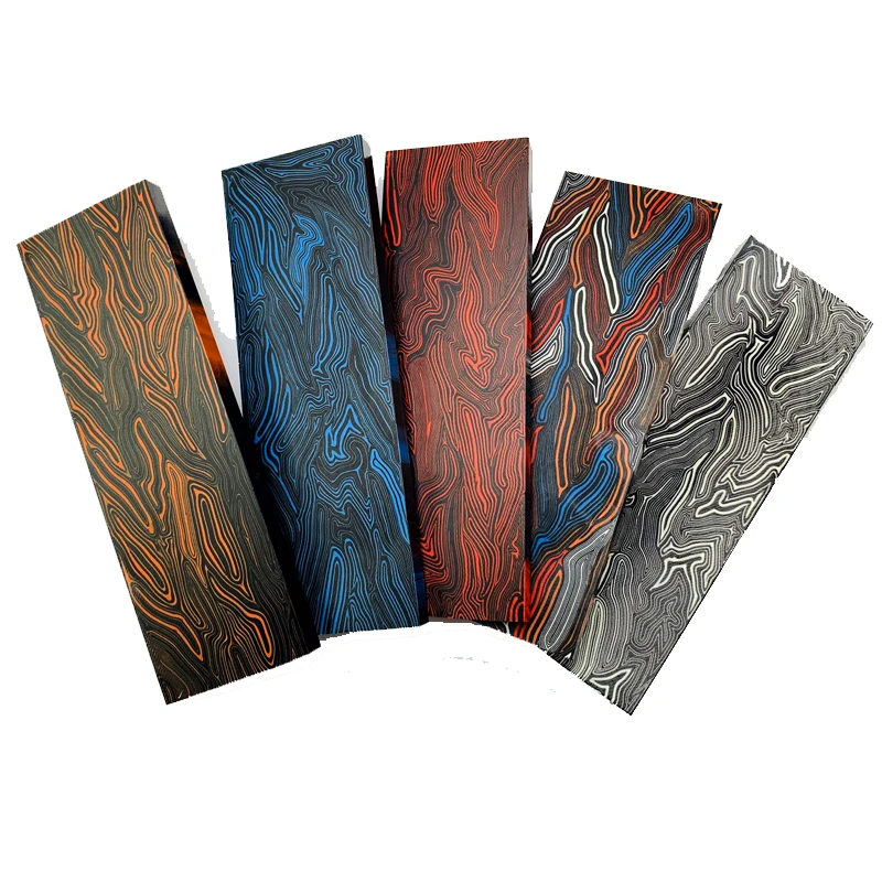 

2Pcs G10 Knife handle Material Damascus Pattern black red blue