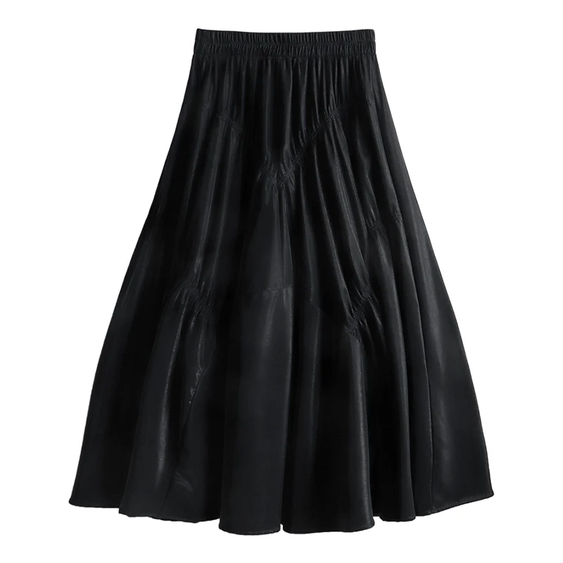 Женская плиссированная юбка с завышенной талией сияющая трапециевидная миди со