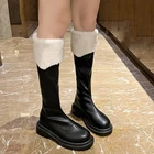 Женские сапоги на меху Rimocy, теплые зимние сапоги до колена из искусственной кожи на среднем каблуке, на платформе и молнии, новинка 2021