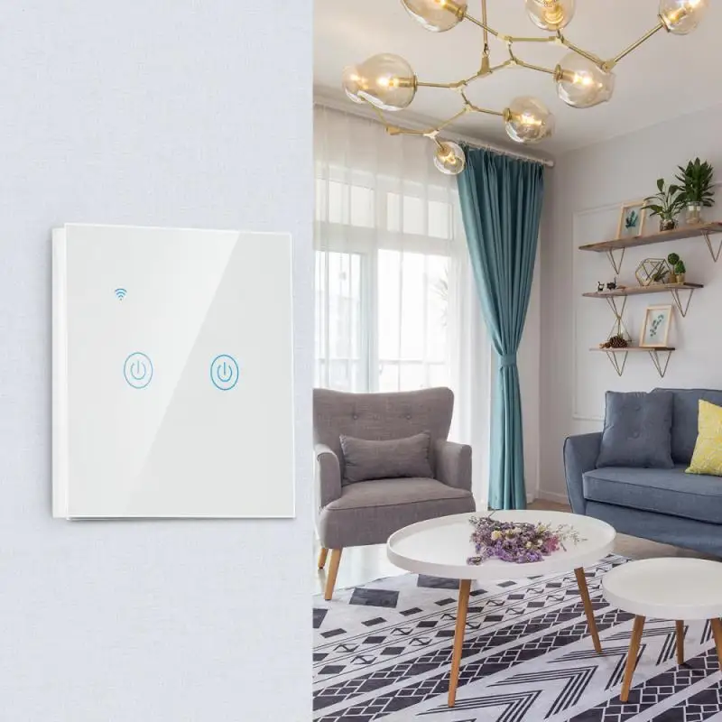 Умный выключатель EWelink Zigbee с Wi-Fi настенный сенсорный со стеклянной панелью
