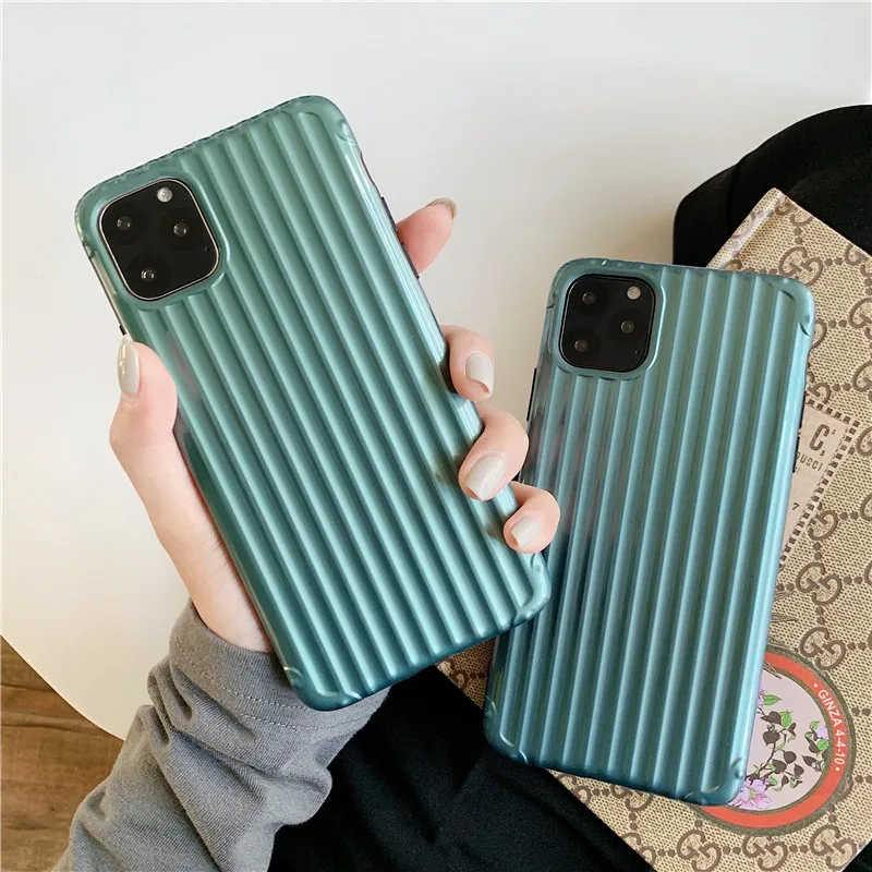 

dark green colors stripe suitcase shape cell phone case cover for iphone 11 pro max 7 8 plus x xr xs max