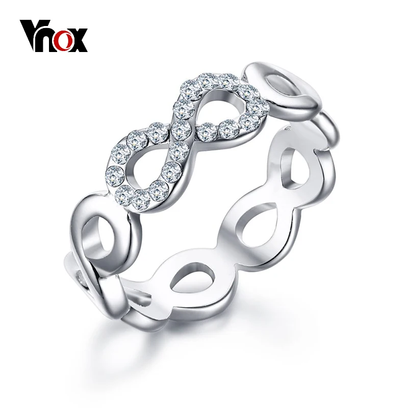 Vnox Бесконечность кольцо для Для женщин Потрясающие Камни серебро Цвет узел