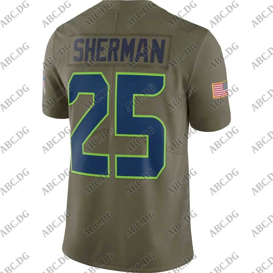 

Men Seattle Richard Sherman Olive Salute To Service Limited Jersey