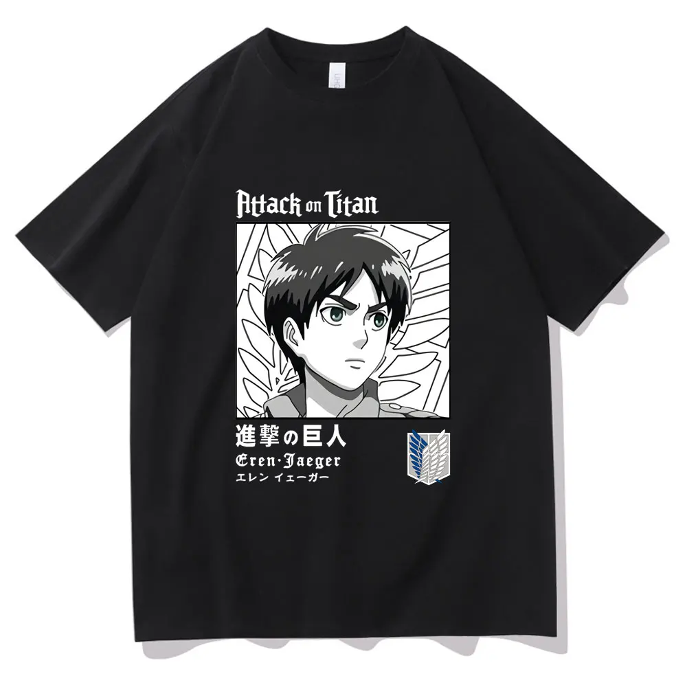 

Summer Tops Men/women Hip Hop Oversized Punk Tshirt Japan Anime Attack on Titan Short Sleeve Harajuku Eren Jager Pattern T-shirt