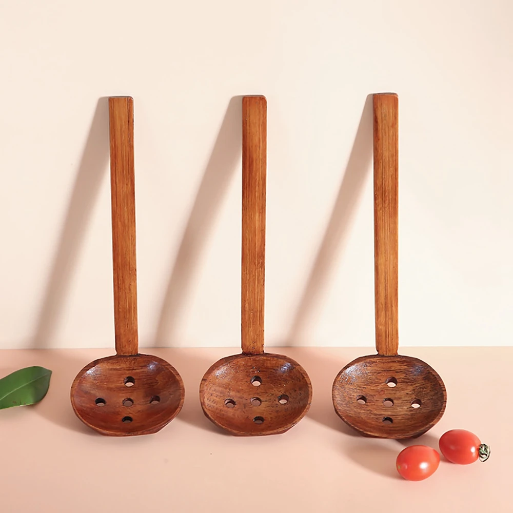 

Japanese Style Wooden Spoon With Long Handle Ramen Spoon Hot Pot Colander Household Tableware Cooking Solid Wood Spoon