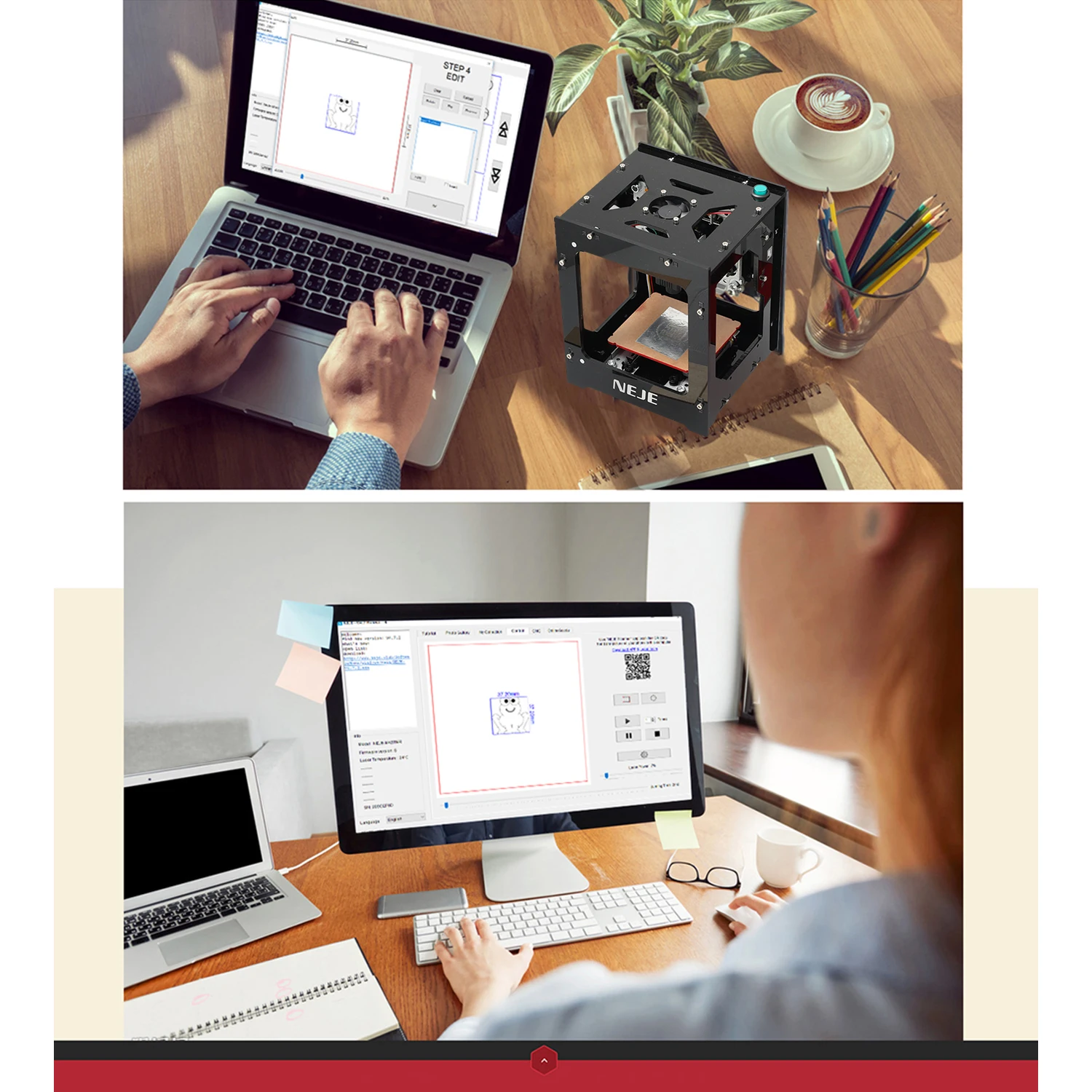 

NEJE KZ 10W 450nm Mini Laser Engraving Machine AI Mini Engraving Machine Logo Mark Printer DIY Print Carving Machine for Windows