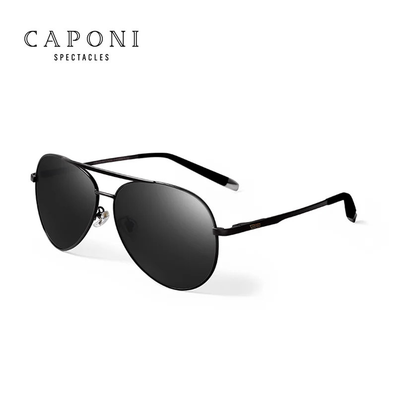 Polarized-Black CAPONI Pilot Солнцезащитные очки Мужские поляризационные фотохромные Винтажные Солнцезащитные очки Классическая оправа из сплава очки для вождения для женщин UV400 CP3103 - Цвет линз: Polarized-Black
