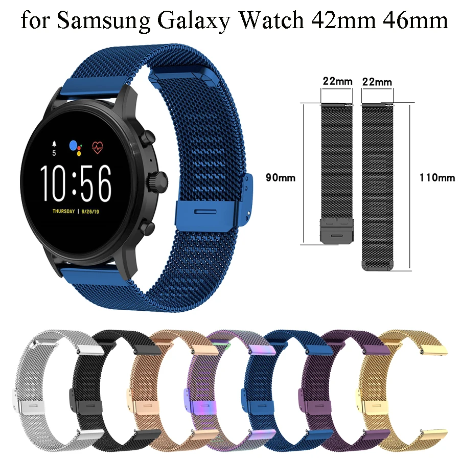 

for Samsung Galaxy Watch 3 45mm band 20mm 22mm Stainless Steel Wristbands Mesh Metal Bracelet for Galaxy Watch3 41mm Wrist Strap