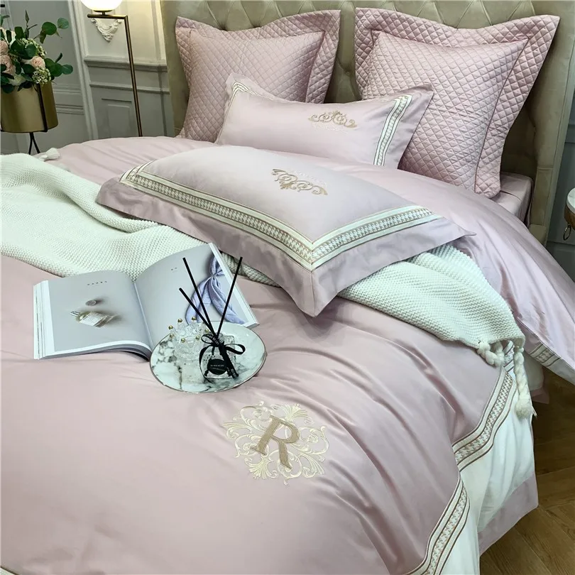 vender Premium Retalhos Bordado Capa De Edredão 1000tc Algodão Egípcio Luxo Conjunto Cama Folha Fronhas Rainha Rei Tamanho 4/6 Pçs