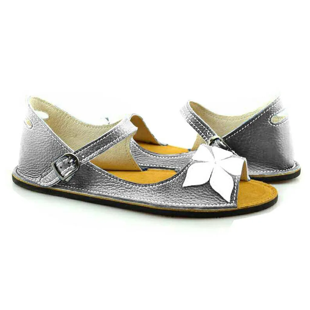 Женские босоножки с цветочным принтом Летняя обувь из спилка Открытые сандалии