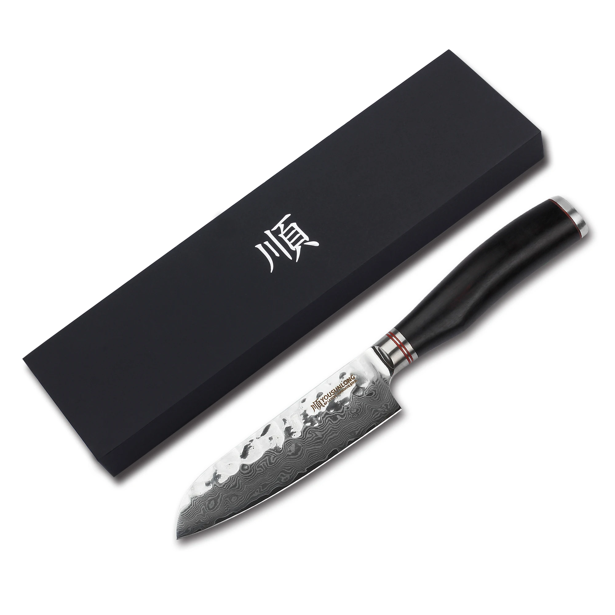 YOUSUNLONG Santoku нож 5 дюймов ножи для столовых приборов японский 67 слоев VG 10 вбитая