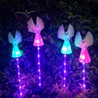 Уличный садовый Светодиодная лампа для лужайки на солнечной батарее RGB в форме ангела, мерцающий светильник, садовое украшение, ландшафтное освещение для газона, светильник для дорожек