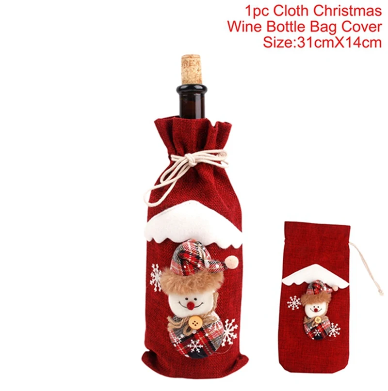 Wine Bottle Cover 6 шт. рождественские товары Кубок для шампанского вина Стекло Подвески веселого Рождества Декор для дома Noel с утолщённой меховой опушкой, Рождество Happy год - Цвет: Wine Bottle Cover