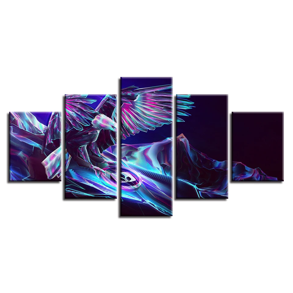 Плакат модульная Картина на холсте искусство 5 шт. абстрактный цвет животное Орл