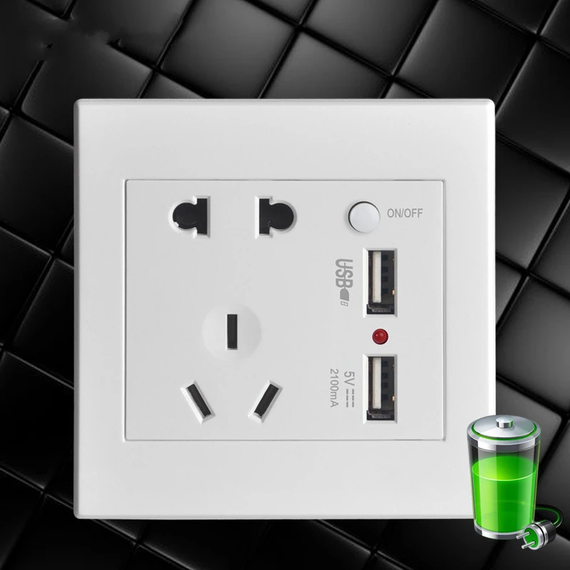Универсальное 2100mA 5V 2 USB настенное Гнездо AC 110 250V US UK EU AU домашнее зарядное