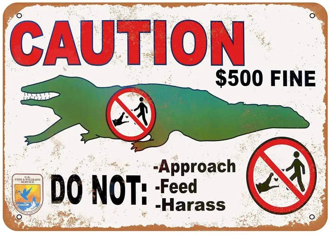 

Diuangfoong Caution Do Not Feed The Alligators Vintage Look Metal Sign 12"×8"