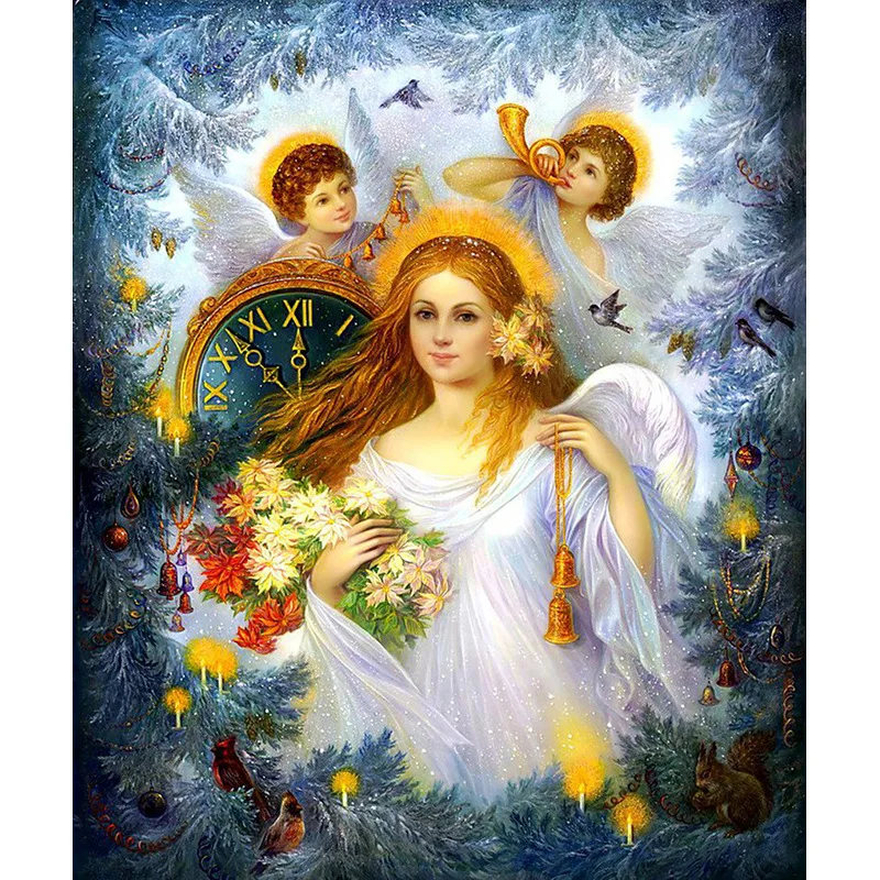 

Cross Stitch DIY Painting 5D Angel Girl Music Diamond Home Decor Picture Embroidery Pattern Wall Sticker Mosaic Full Round Drill