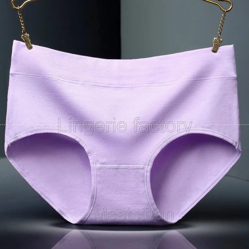 Violet 6XL Women's Cotton Panties Female Plus size Breathable Briefs Sexy Underwear Women Cotton Crotch Lingerie Intimates - Цвет: Violet