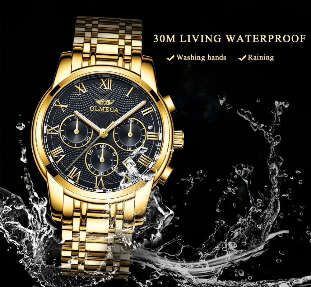 

Top Brand Luxury OLMECA Waterproof Quartz Men Watches Wrist Watch Chronograph Relogio Masculino 30M Waterproof Military Watches