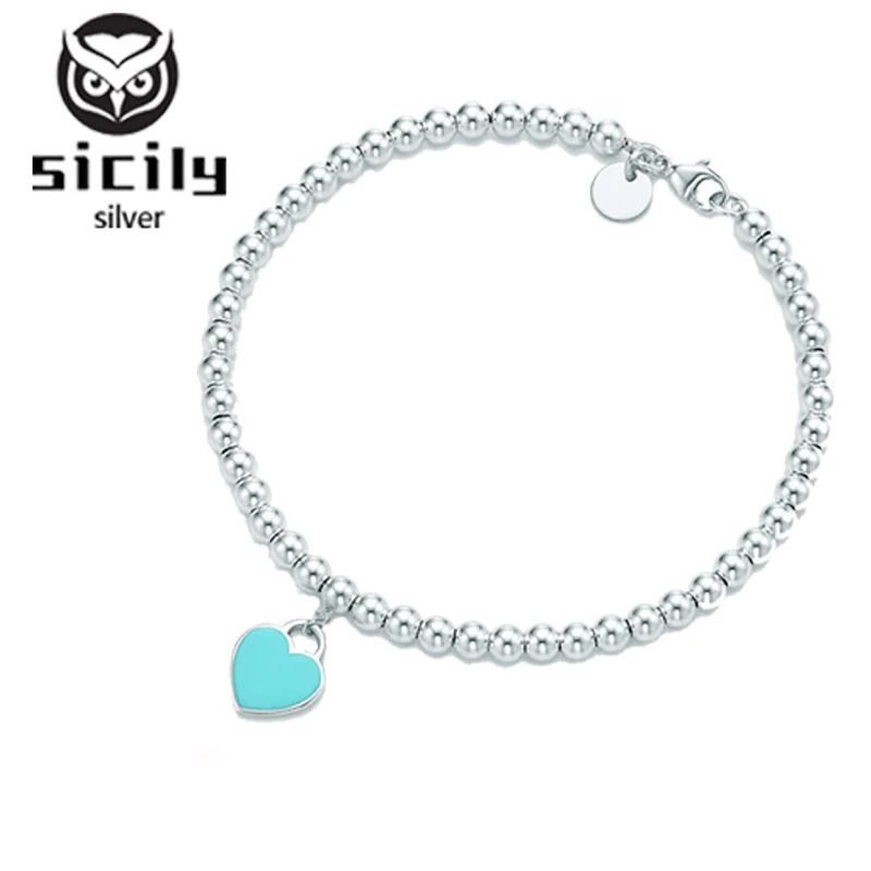 Sicily, высокое качество,,, серебро 925 пробы, tiff, сердце, браслет для женщин, Классическая мода, темперамент, роскошные ювелирные изделия