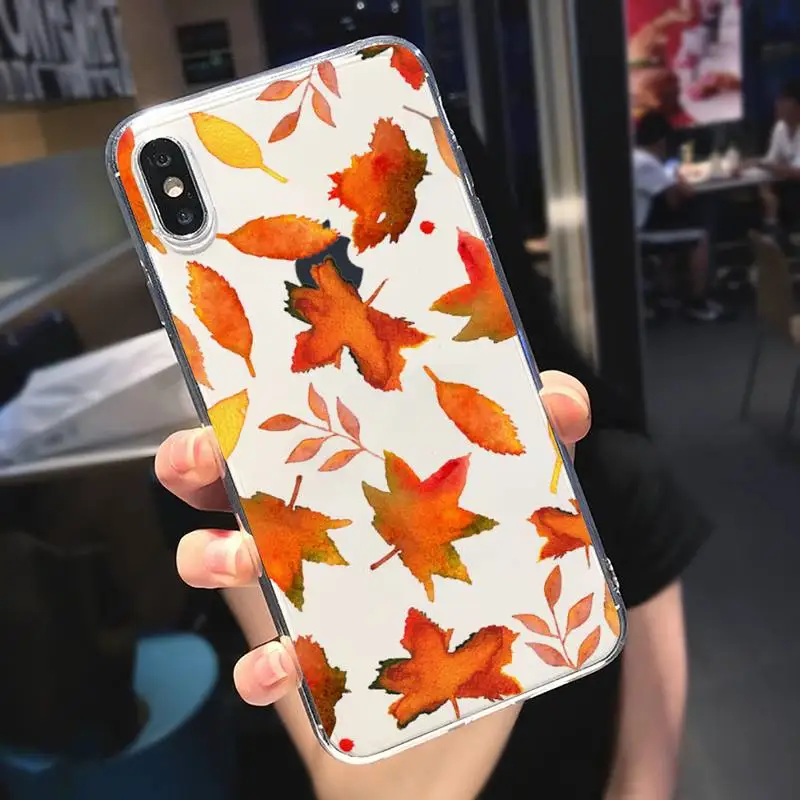 

Pumpkin happy Fallen leaves fall Phone Case Transparent soft For iphone 5 5s 5c se 6 6s 7 8 11 12 plus mini x xs xr pro max