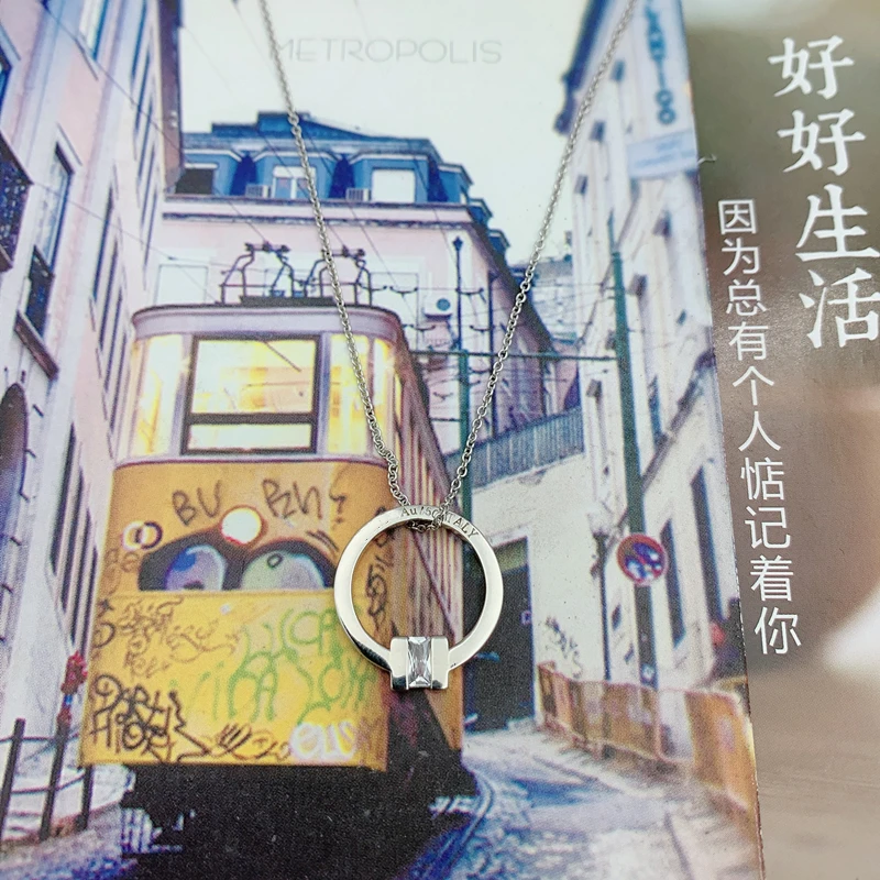 

SHINETUNG Original LOGO 1:1 925 Sterling Silver Necklace Three Color Letter Round Necklace For Women Gift Charm Jewelry