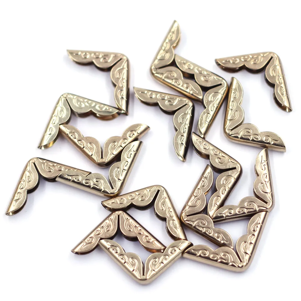 

30PCS Gold Tone Embossed Metal Corner Protector For Books Photo Albums Menus Folders DIY Scrapbooking Ornament Making 30x21x5mm