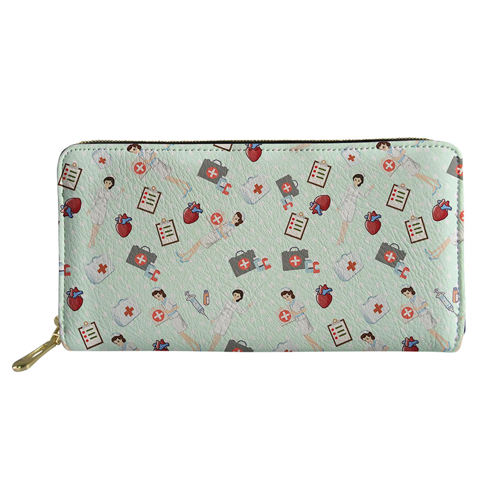 

Woman Long PU Leather Wallets for Women Little Nurse Print Female Clutch Bag Purse Brand Lady Coin Cash Bags Ladies Wallet