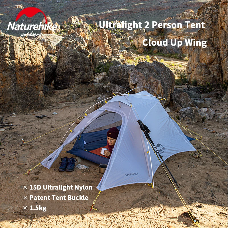 Скидка Палатка Naturehike CloudUP-Wing 15D суперлегкая, двойная, для активного отдыха, профессиональная, для походов, лагеря, защита от дождя и солнца, портатив...