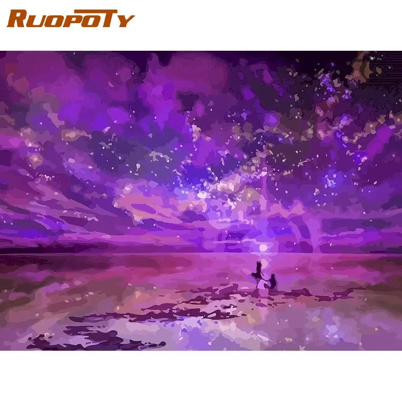 

Рамка RUOPOTY DIY Краска для рисования по номерам розовая пейзажная краска по номерам для домашнего настенного искусства уникальный подарок