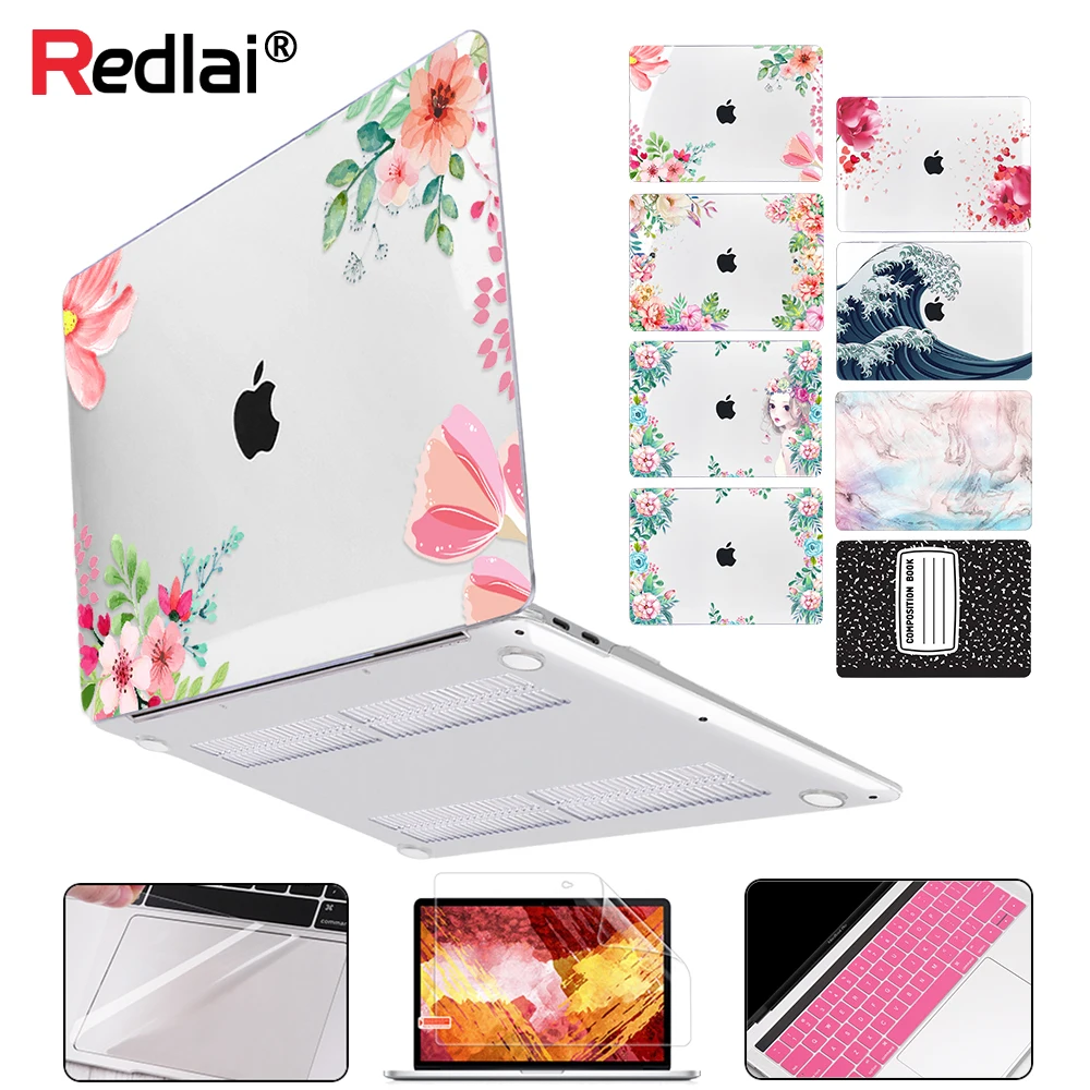 Чехол для ноутбука Redlai flower пластиковый жесткий чехол MacBook Air Pro Retina 11 12 13 15 16 дюймов