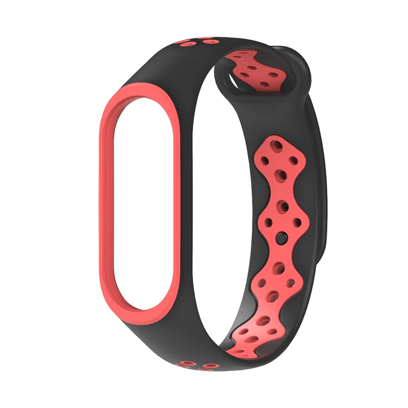 Black Red Спортивный браслет для mi Band 3 4, ремешок на запястье, спортивный силиконовый браслет для mi band 4 3, Смарт-часы, браслет для Xiaomi mi band 3 4, ремешок - Цвет: Black Red