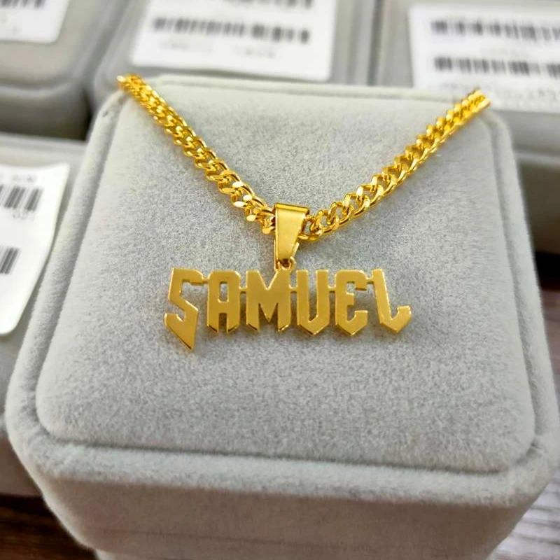 Кубинская цепочка золотого цвета на заказ смелое имя ожерелья подвески Панк