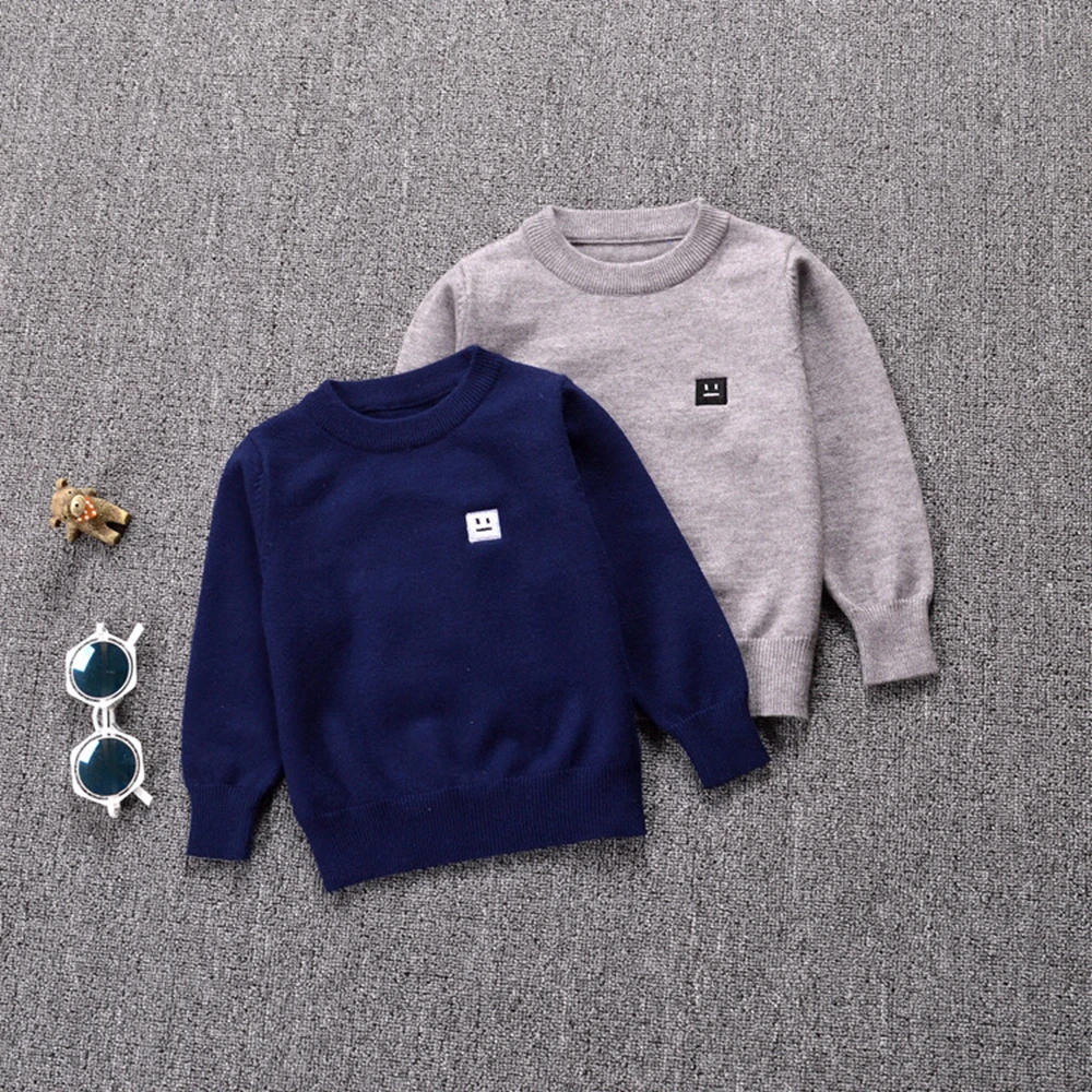 

Свитер для маленьких мальчиков Chumhey, вязаные пуловеры для девочек на весну и осень, синяя серая детская одежда, одежда для малышей